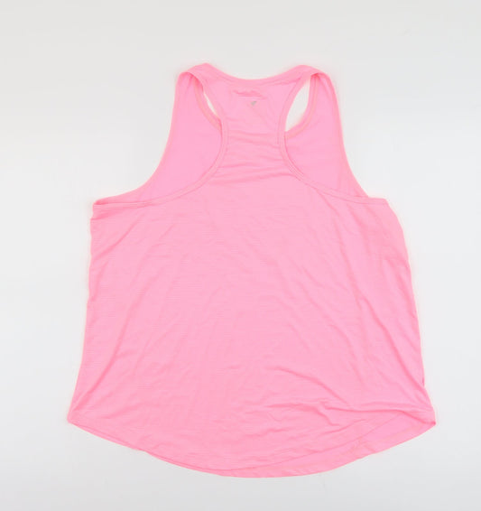 Workout Womens Pink Polyester Basic Tank Size L Scoop Neck Pullover - Racerback