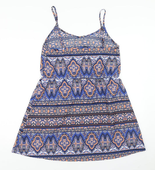 New Look Womens Multicoloured Geometric Polyester A-Line Size 12 Round Neck Pullover