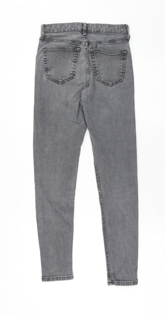 Topshop Womens Grey Cotton Skinny Jeans Size 26 in L32 in Regular Zip