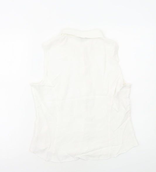 Womens UK Size 16 Debenhams White Basic Button-Up