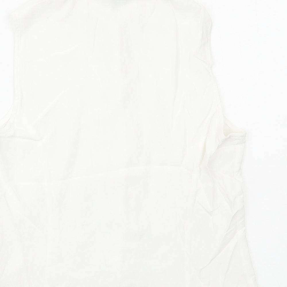 Womens UK Size 16 Debenhams White Basic Button-Up