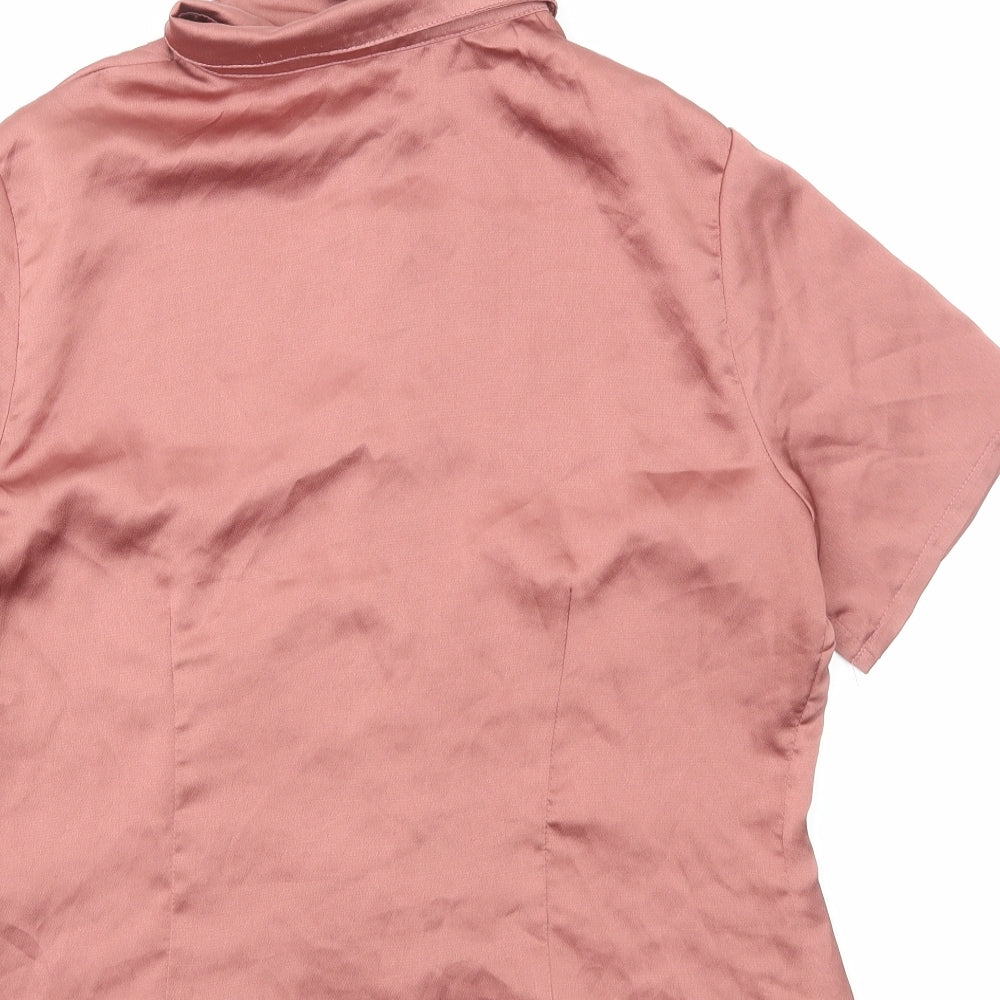 Womens UK Size 12 Boohoo Pink Basic Button-Up