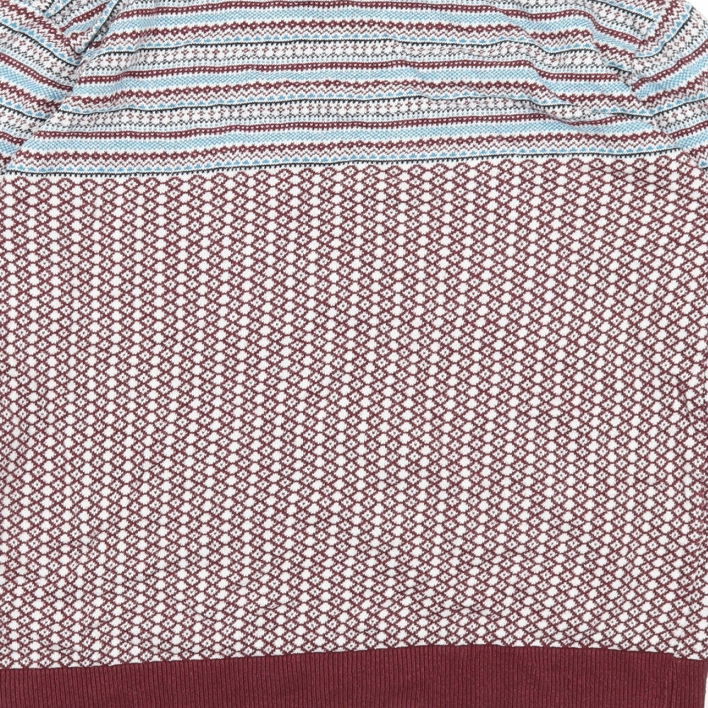NEXT Mens Multicoloured Round Neck Geometric Cotton Pullover Jumper Size L Long Sleeve