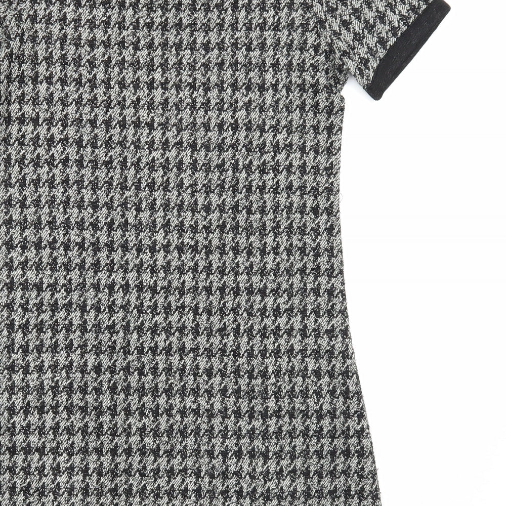 NEXT Womens Black Geometric Acrylic Shift Size 6 Boat Neck Pullover