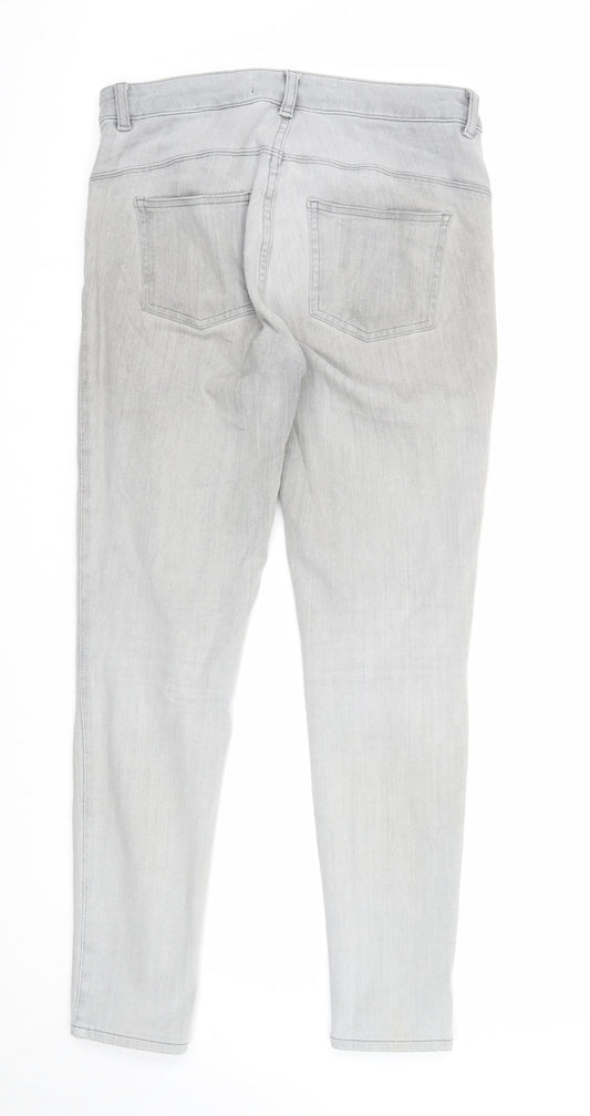 NEXT Womens Grey Cotton Skinny Jeans Size 10 Regular Zip
