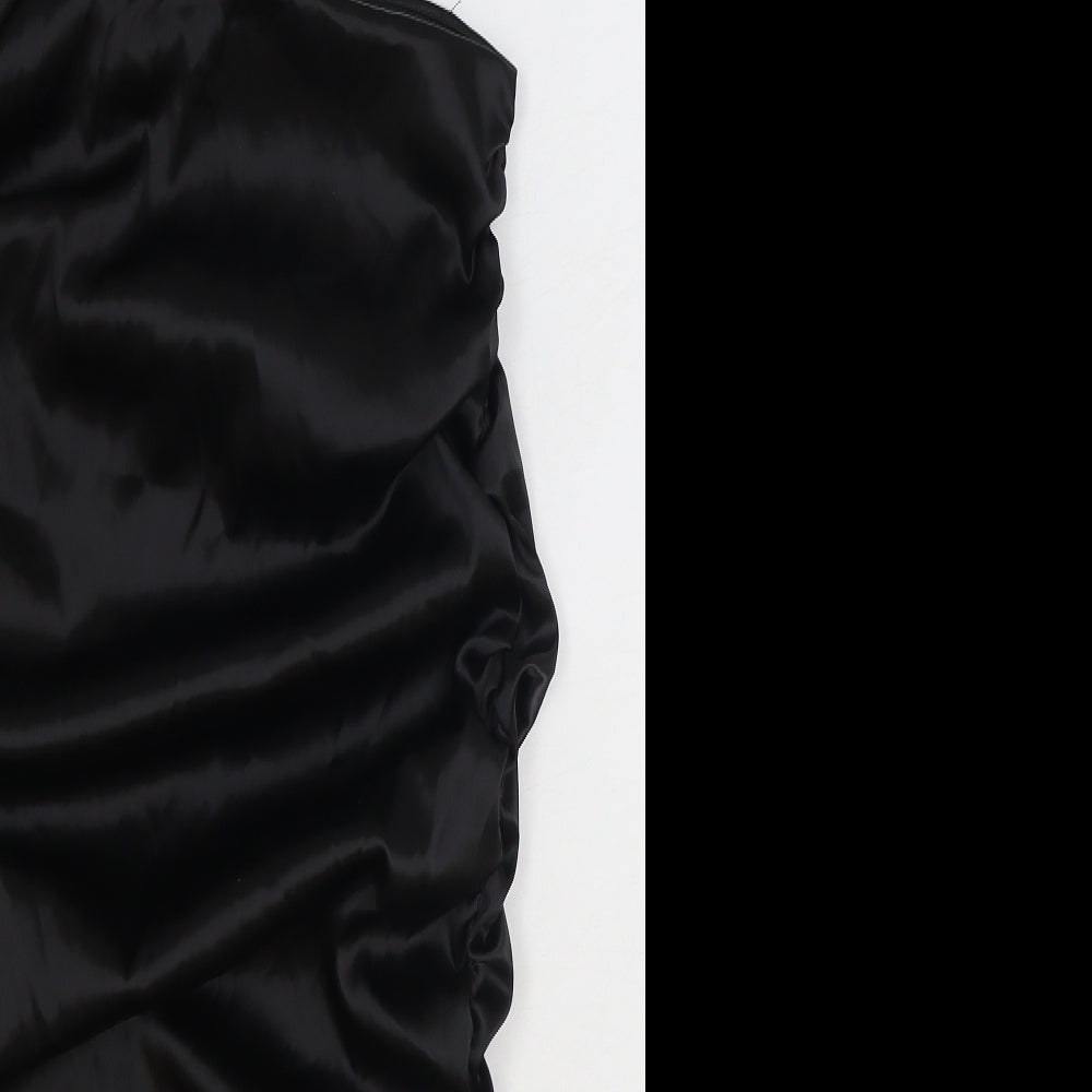 Missguided Womens Black Polyester Bodycon Size 10 V-Neck Zip