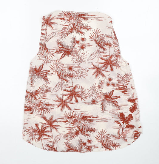 Atmosphere Womens Red Geometric Polyester Basic Tank Size 12 V-Neck - Palm Tree Print