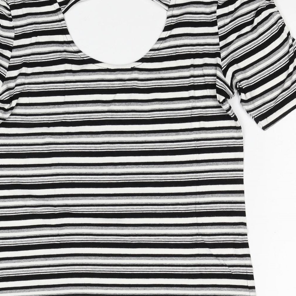 Womens UK Size M Linea Black Basic T-Shirt