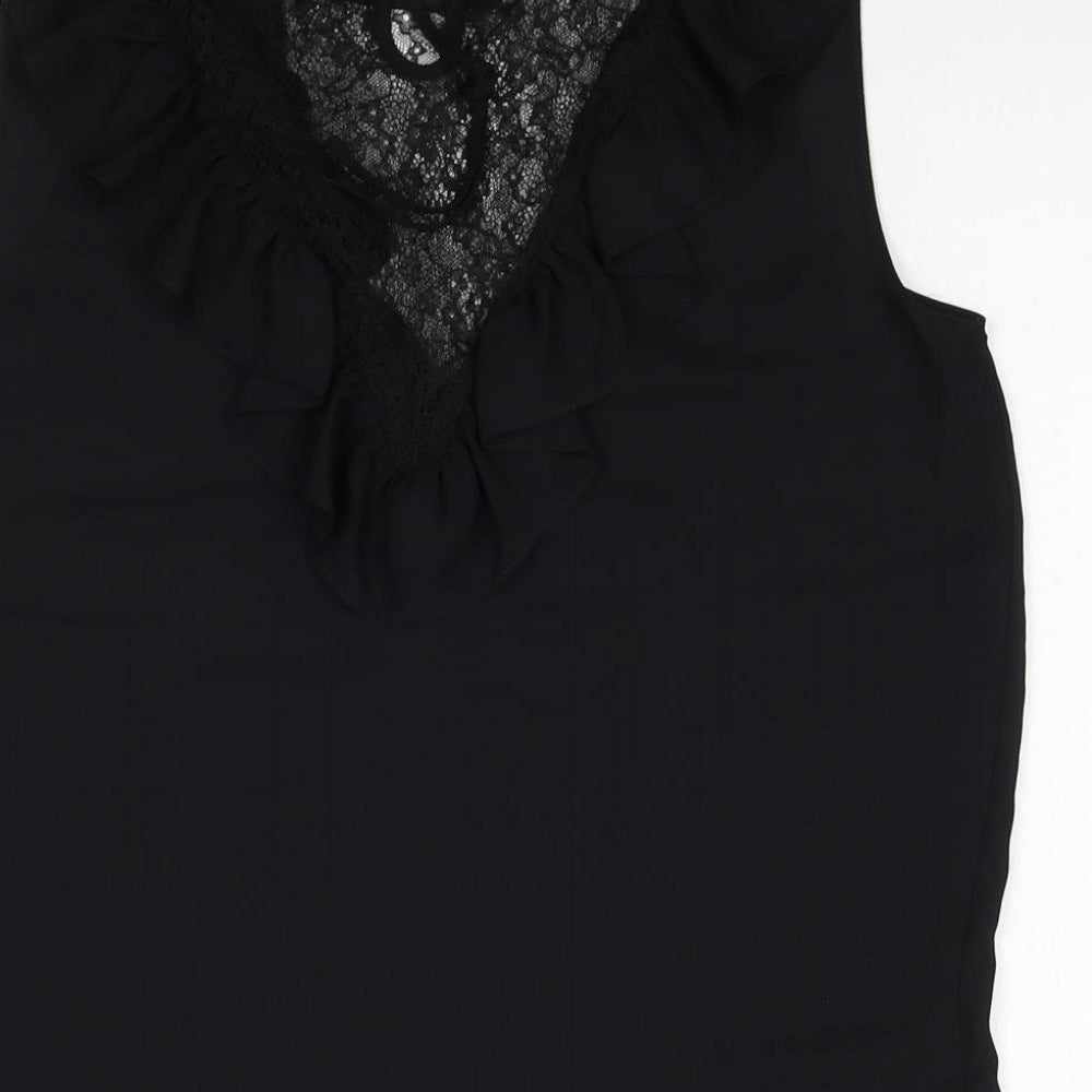 Womens UK Size M Zara Black Basic Blouse