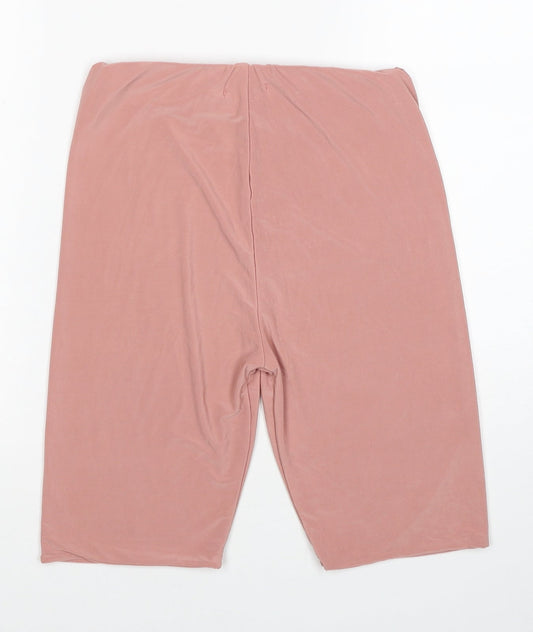 PRETTYLITTLETHING Womens Pink Polyester Compression Shorts Size 8 Regular Pull On