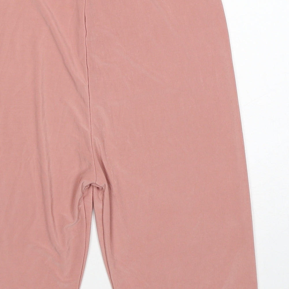 PRETTYLITTLETHING Womens Pink Polyester Compression Shorts Size 8 Regular Pull On