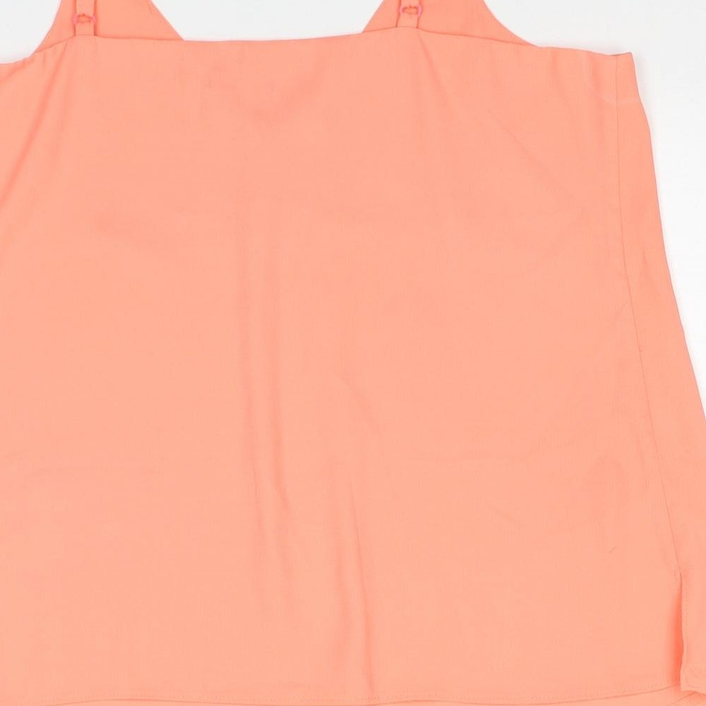 F&F Womens Pink Polyester Basic Tank Size 12 V-Neck