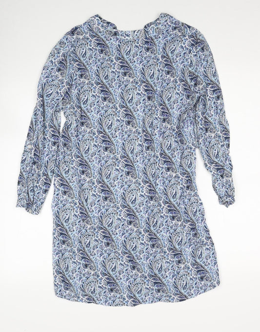 Atmosphere Womens Blue Paisley Viscose A-Line Size 10 V-Neck Pullover