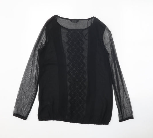 F&F Womens Black Polyester Basic Blouse Size 8 Round Neck