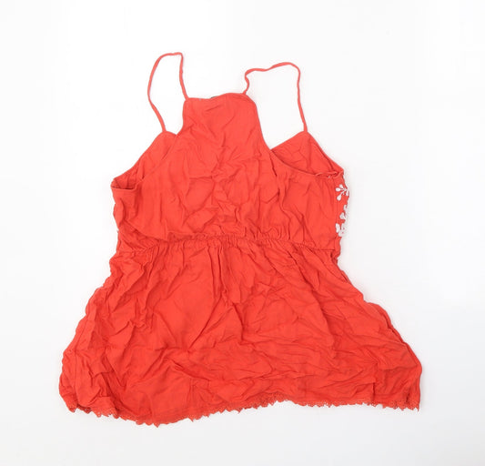 F&F Womens Red Viscose Basic Blouse Size 6 V-Neck