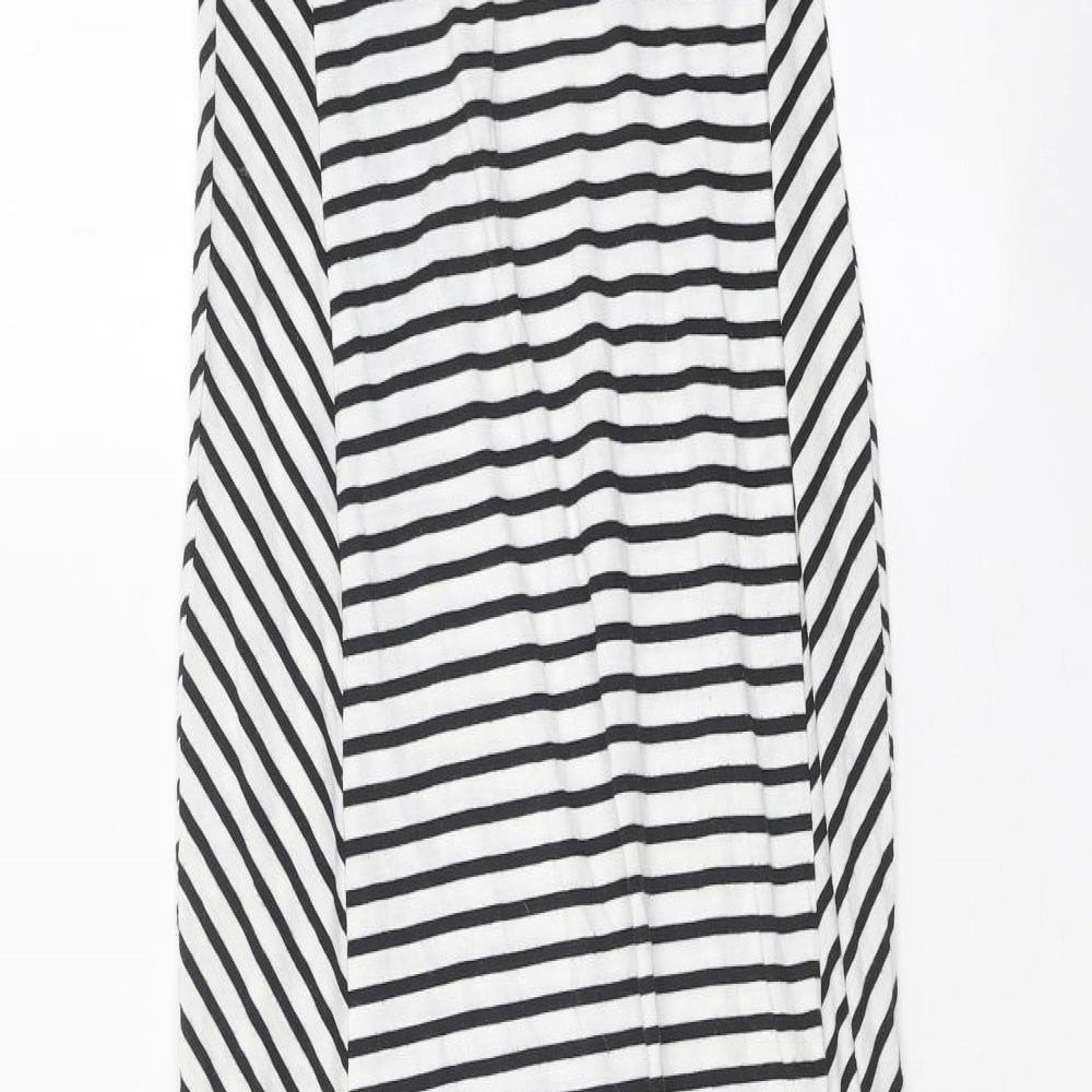 ESMARA Womens White Striped Polyester Maxi Size XS Scoop Neck Pullover