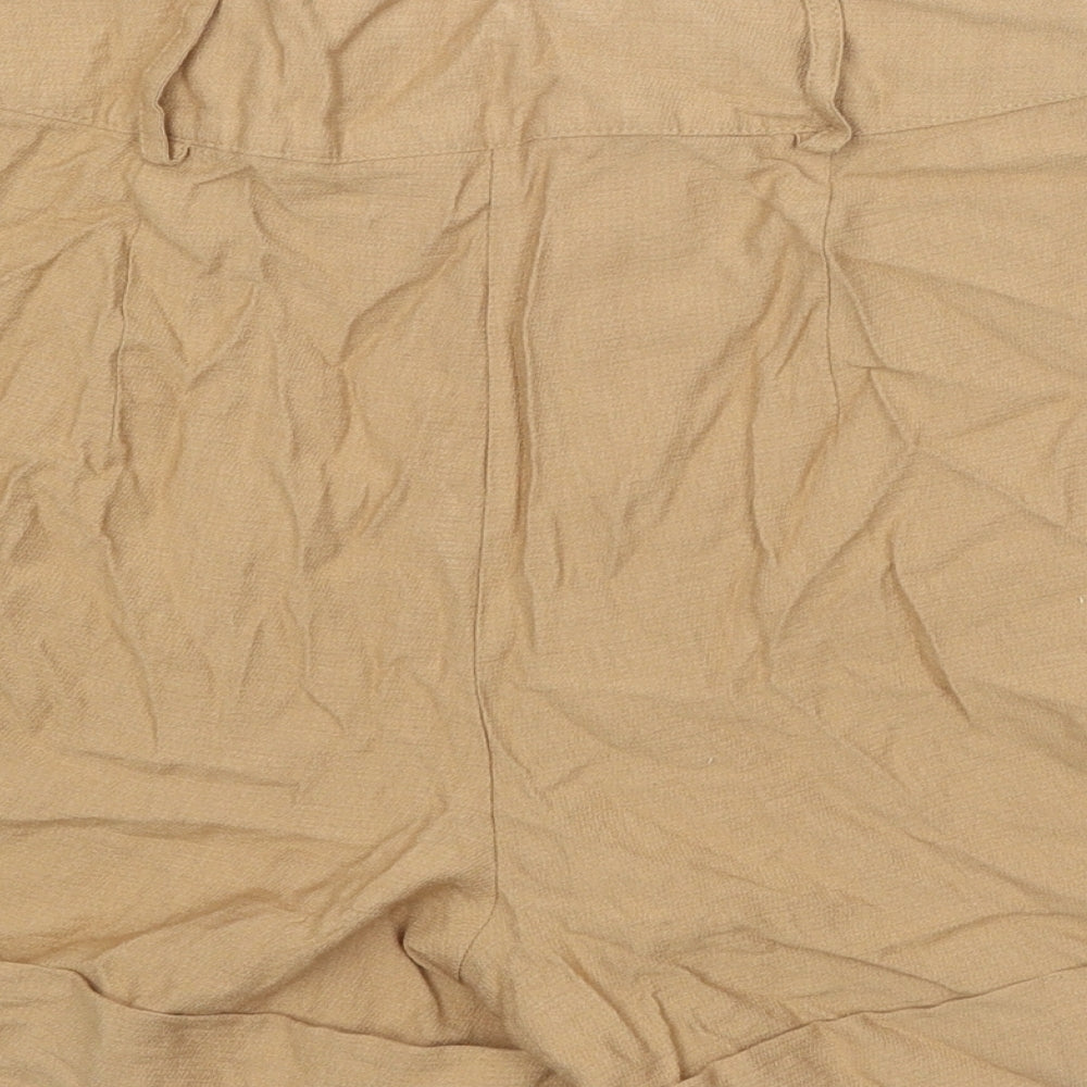 Primark Womens Beige Viscose Paperbag Shorts Size 10 Regular Zip