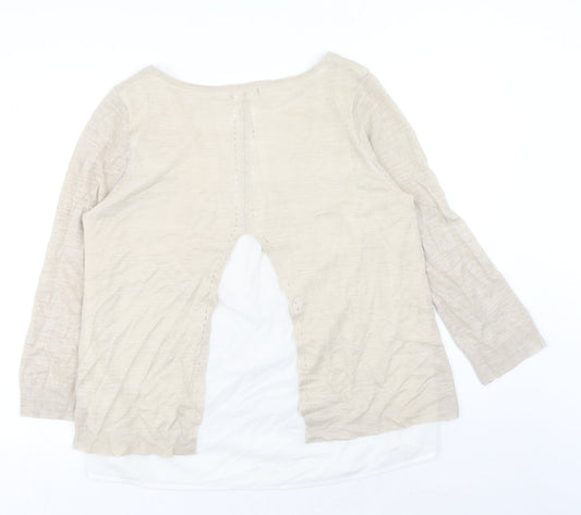 Womens UK Size 14 M&Co Beige Pullover Jumper