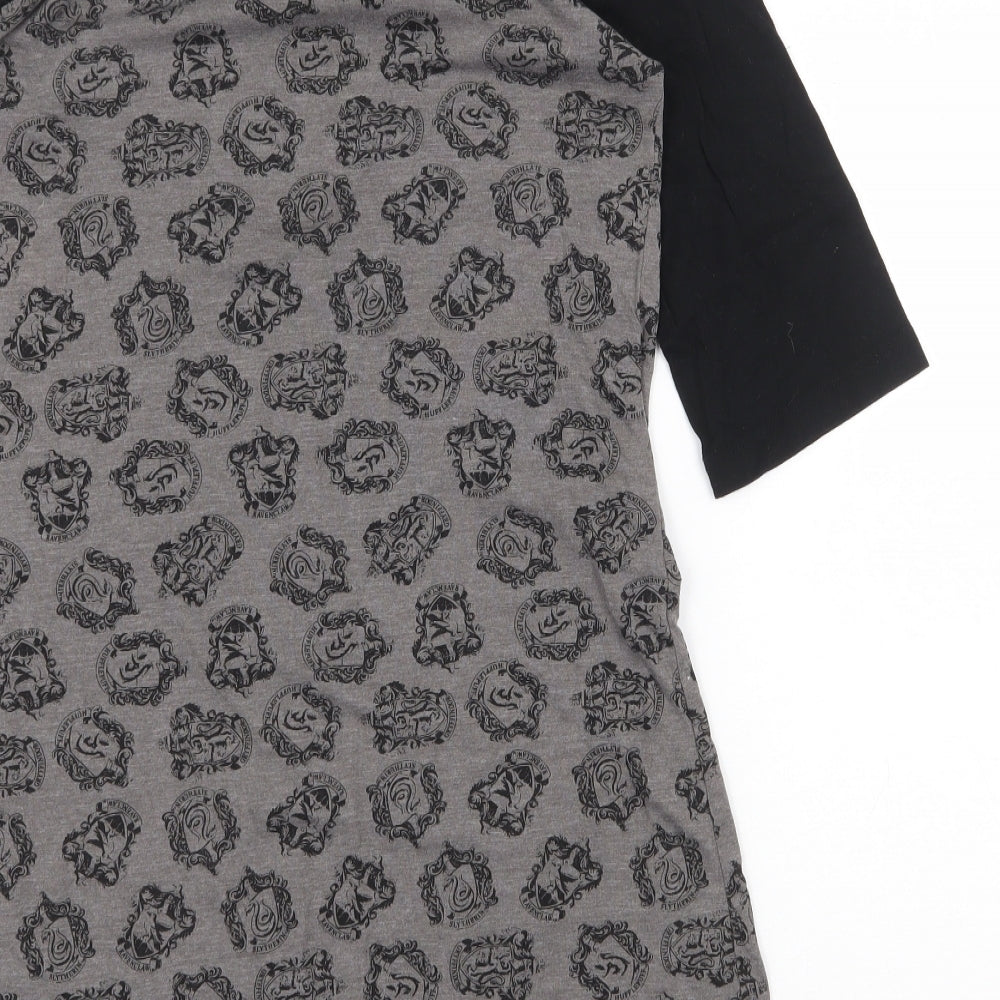 Harry Potter Wizarding World Womens Grey Geometric Cotton Basic T-Shirt Size XS Round Neck - Harry Potter