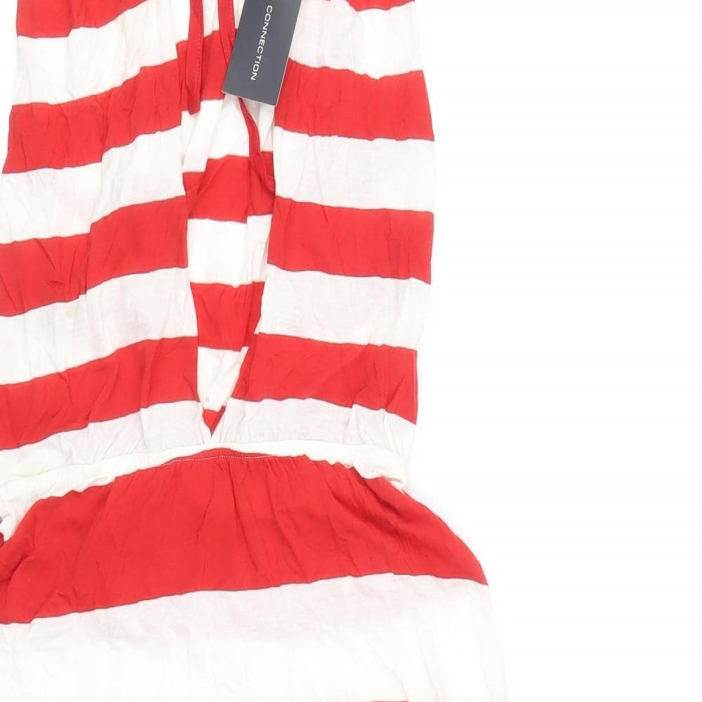 French Connection Womens Red Striped 100% Cotton Mini Size S Halter Tie