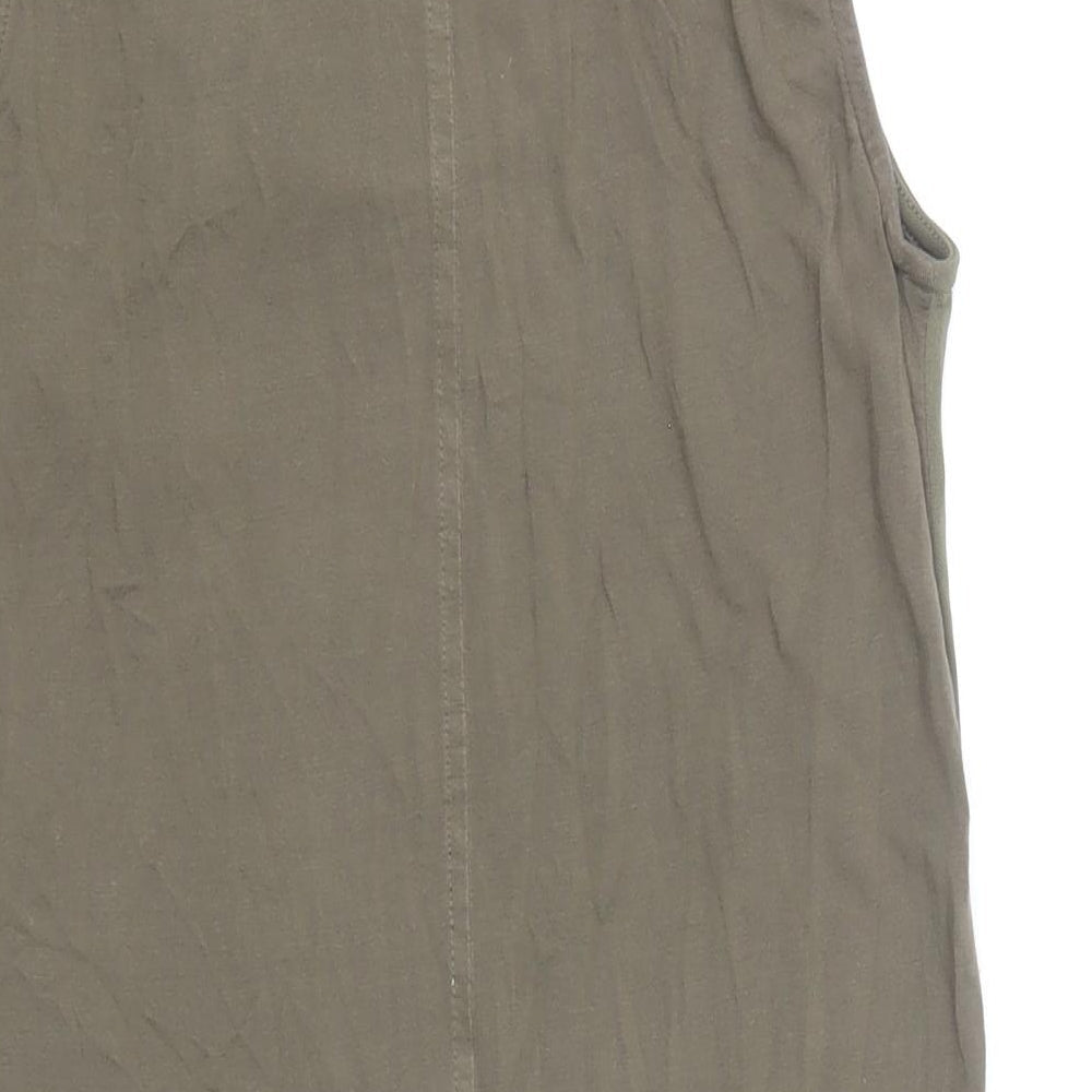 Ann Taylor Womens Green Viscose Basic Tank Size XS Scoop Neck