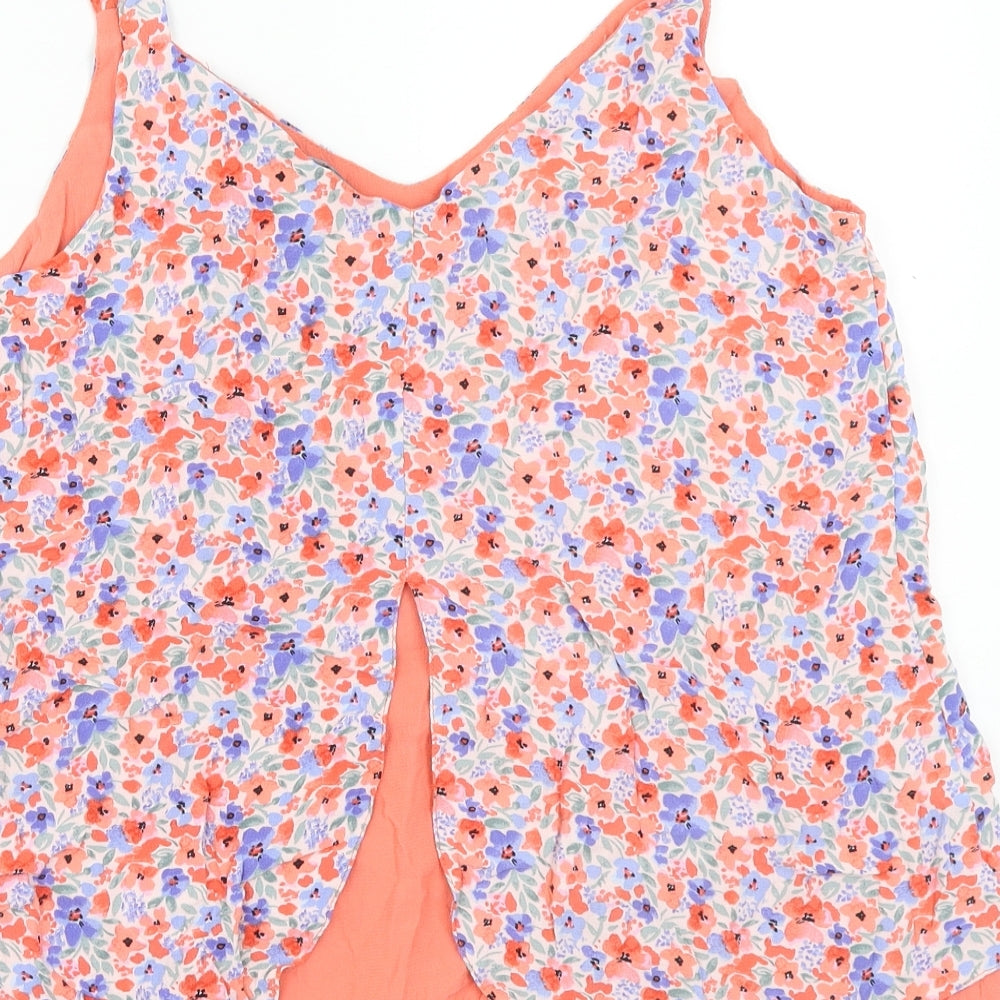 Nutmeg Womens Multicoloured Floral Viscose Basic Tank Size 10 V-Neck