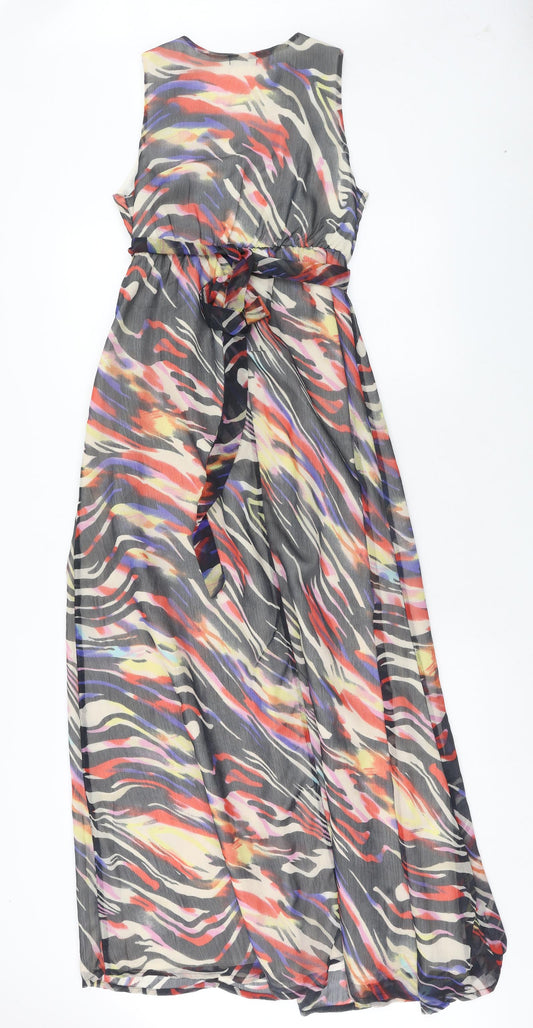 F&F Womens Multicoloured Geometric Polyester Maxi Size 10 V-Neck Pullover