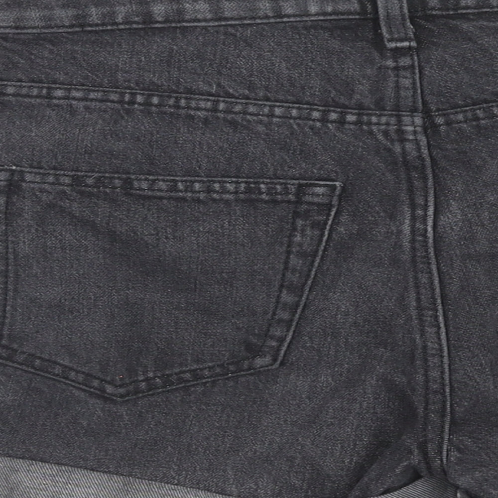 Weekday Womens Black Cotton Boyfriend Shorts Size 8 Regular Zip
