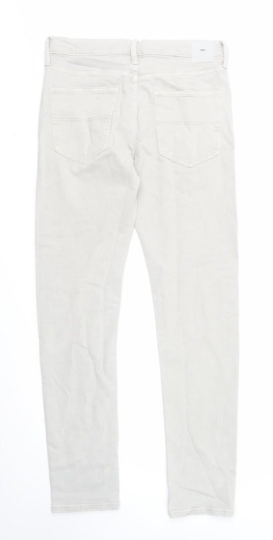 Marks and Spencer Mens Grey Cotton Skinny Jeans Size 30 in L33 in Slim Zip