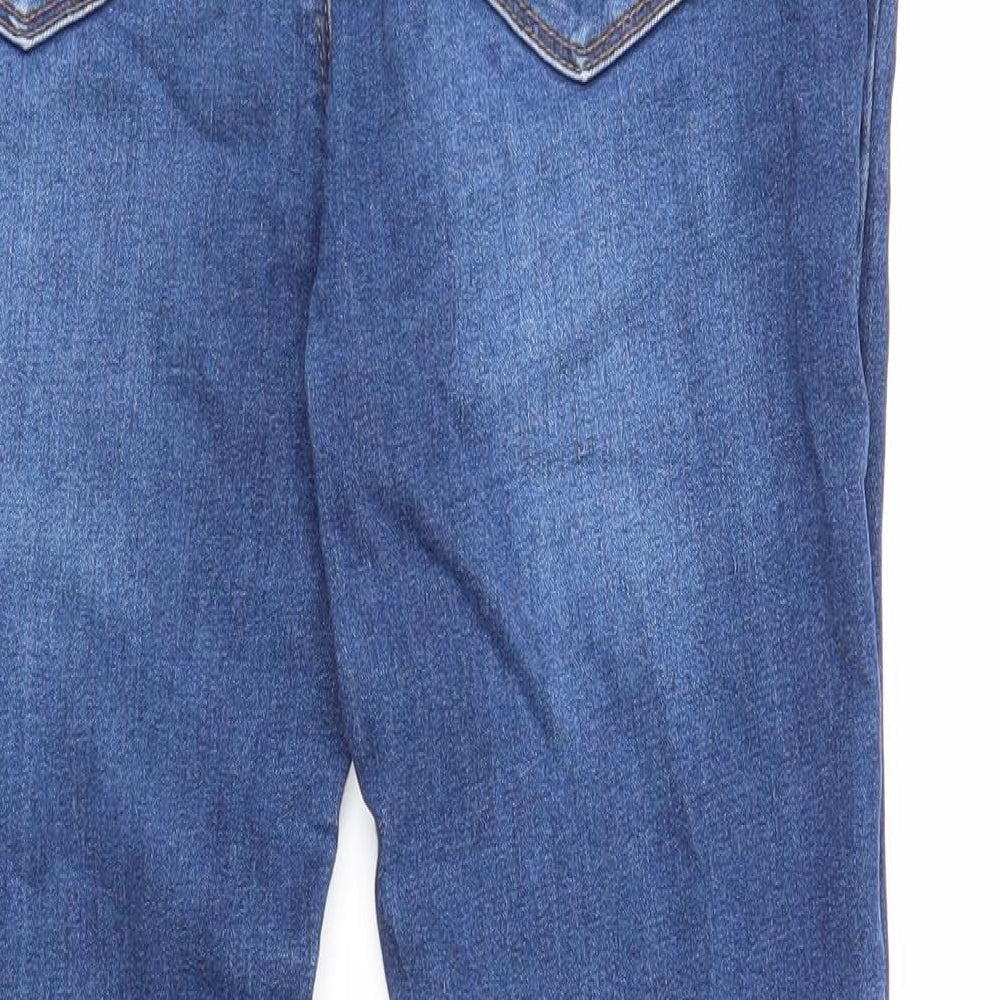 Denim & Co. Girls Blue Cotton Skinny Jeans Size 12-13 Years Regular Zip
