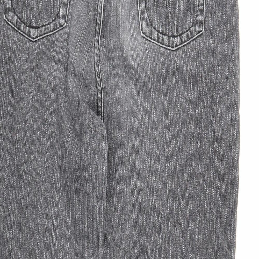 Per Una Womens Grey Cotton Straight Jeans Size 12 Regular Zip