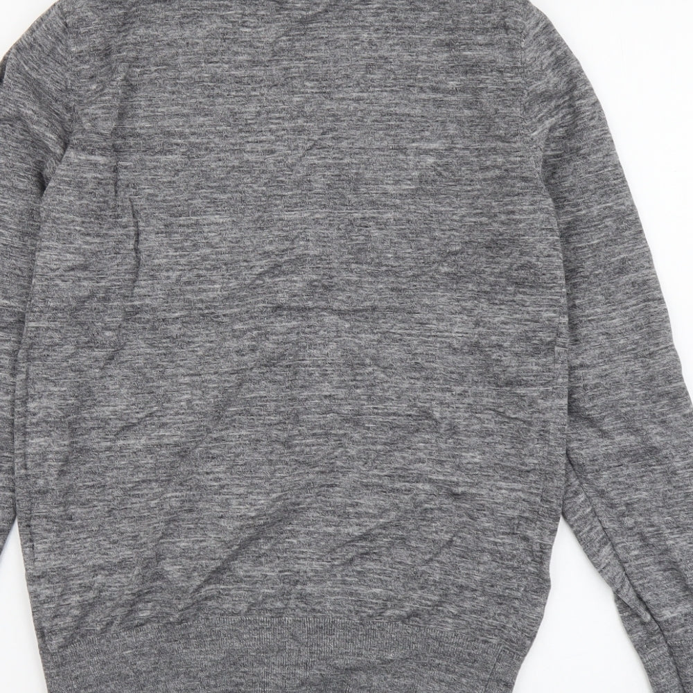 H&M Mens Grey Round Neck Cotton Pullover Jumper Size XS Long Sleeve