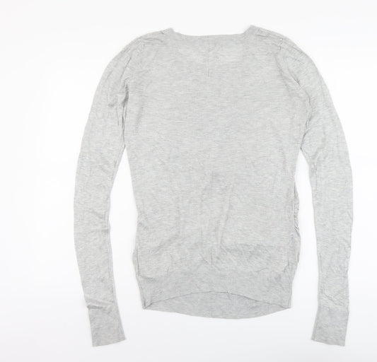 H&M Womens Grey Round Neck Acrylic Pullover Jumper Size M - Love Heart
