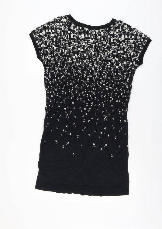 Gap Womens Black Geometric Cotton Shift Size S V-Neck Pullover