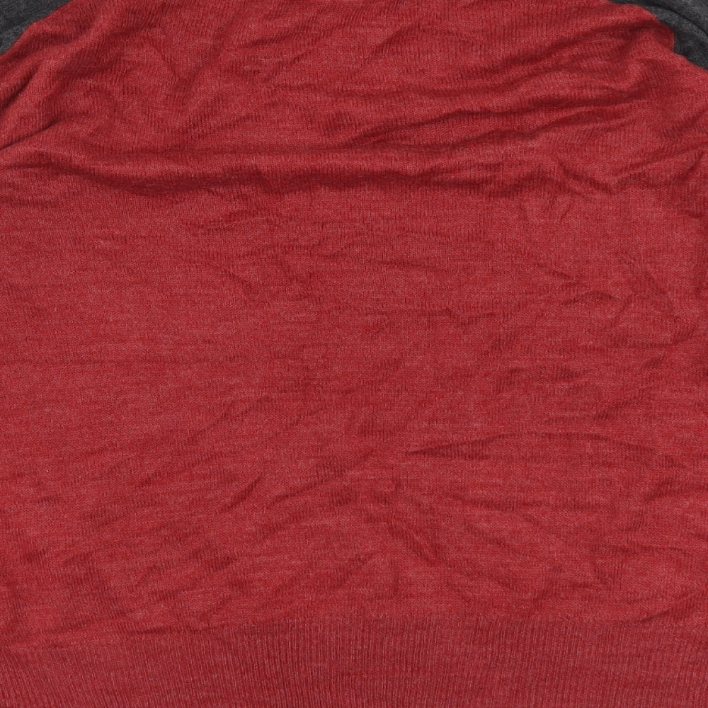 Brave Soul Mens Red Round Neck Acrylic Pullover Jumper Size L Long Sleeve