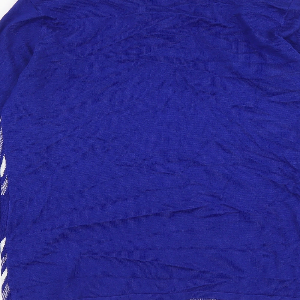 Mund Flowers Womens Blue Scoop Neck Geometric Viscose Full Zip Jumper Size S