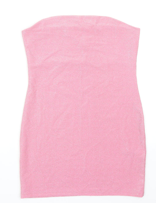 Divided by H&M Womens Pink Polyester Bodycon Size M Off the Shoulder Pullover
