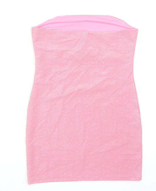 Divided by H&M Womens Pink Polyester Bodycon Size M Off the Shoulder Pullover