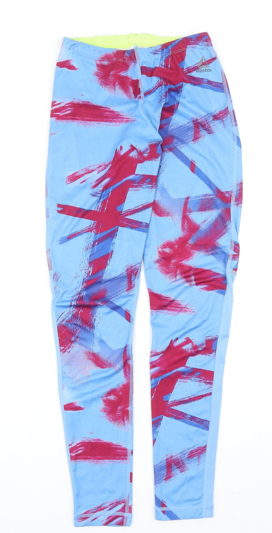 Womens UK Size XS Reebok Regular Fit Compression Blue Leggings
