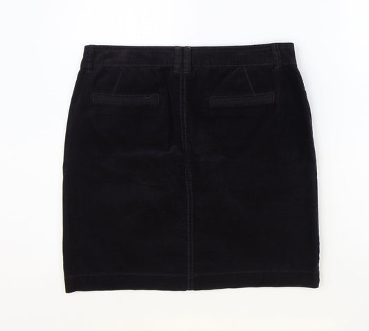 Marks and Spencer Womens Purple Cotton Straight & Pencil Skirt Size 10 Zip