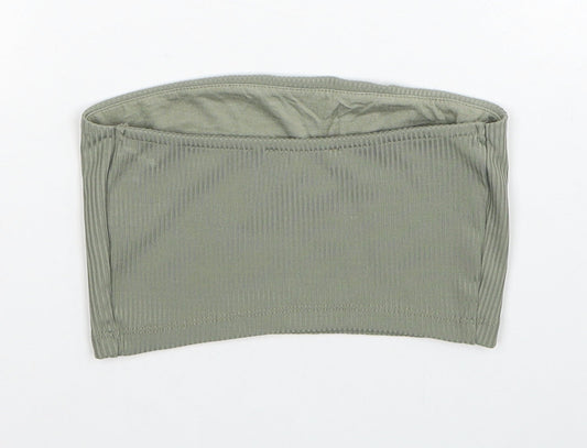 Primark Womens Green Polyester Cropped Tank Size 2XS Off the Shoulder