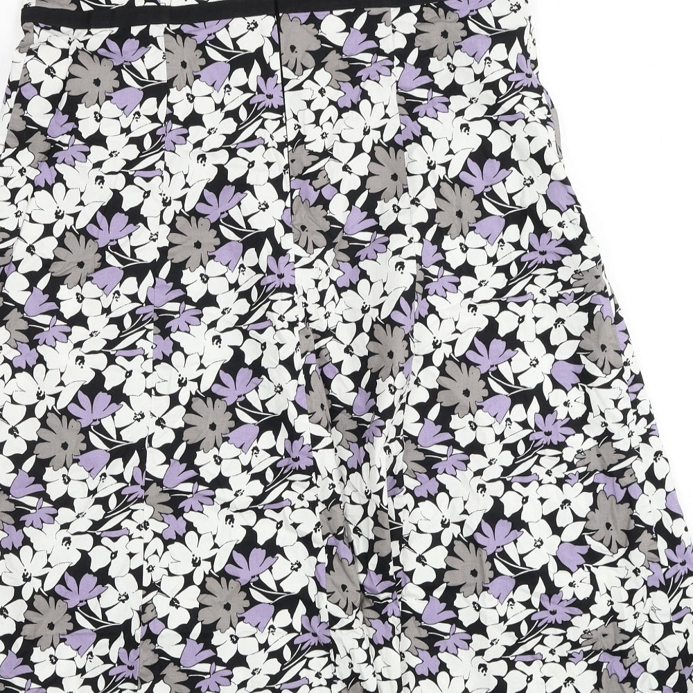 F&F Womens Multicoloured Floral Cotton Trapeze & Swing Size 16 Off the Shoulder Zip