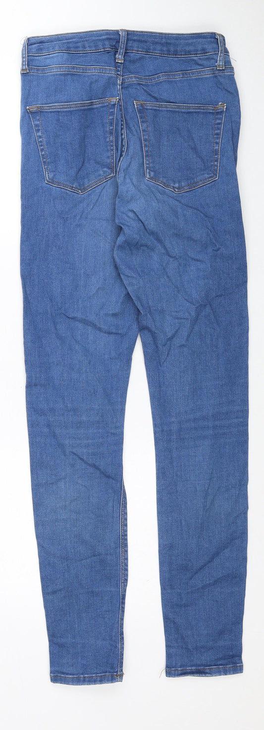 Topshop Womens Blue Cotton Skinny Jeans Size 30 in L32 in Regular Zip