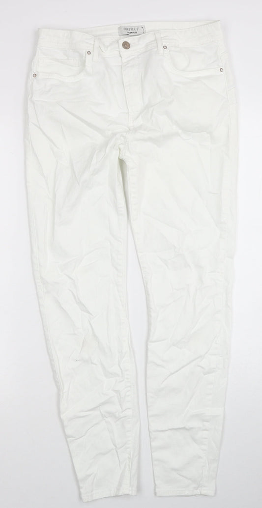 Forever 21 Womens White Cotton Skinny Jeans Size 30 Regular Zip