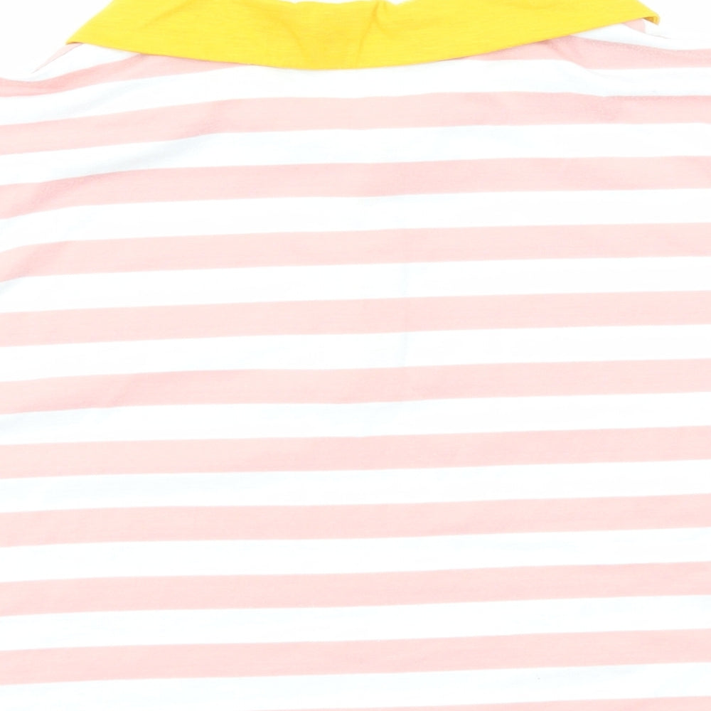 SheIn Womens Pink Striped Polyester Cropped Polo Size S Collared