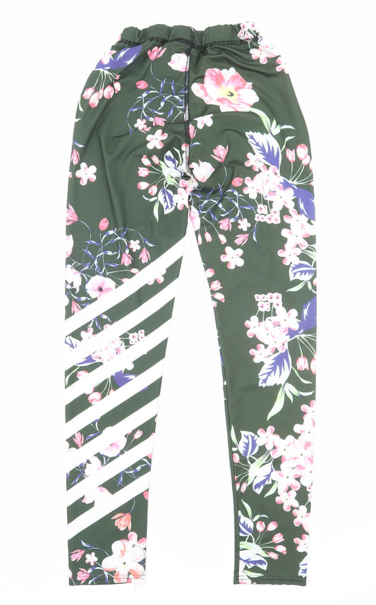 Tianxuan Womens Green Floral Polyamide Jogger Trousers Size S Regular Pullover