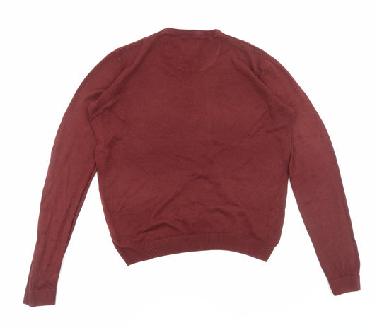 Kensington Eastside Mens Red Round Neck Acrylic Pullover Jumper Size M Long Sleeve