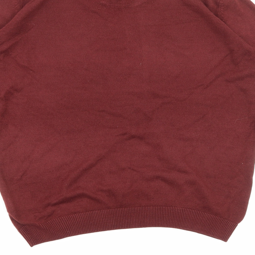 Kensington Eastside Mens Red Round Neck Acrylic Pullover Jumper Size M Long Sleeve