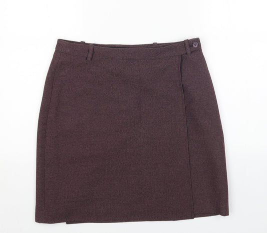 Hennessy Womens Red Polyester Wrap Skirt Size 14 Button