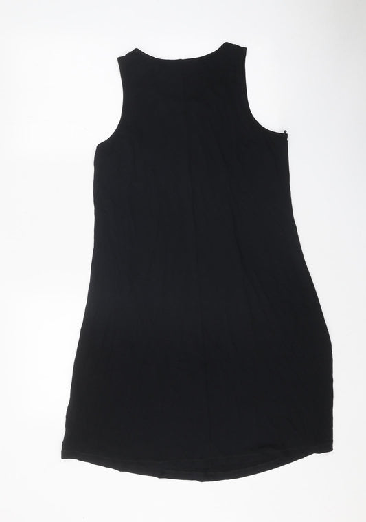 Marks and Spencer Womens Black Viscose Tank Dress Size 8 Boat Neck Pullover